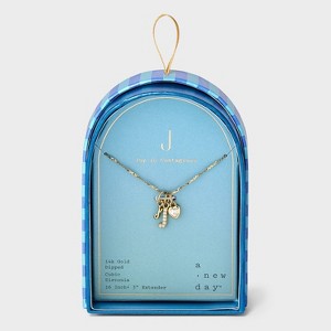 14K Gold Dipped Charm Initial Pendant Necklace - A New Day™ Gold - 1 of 4