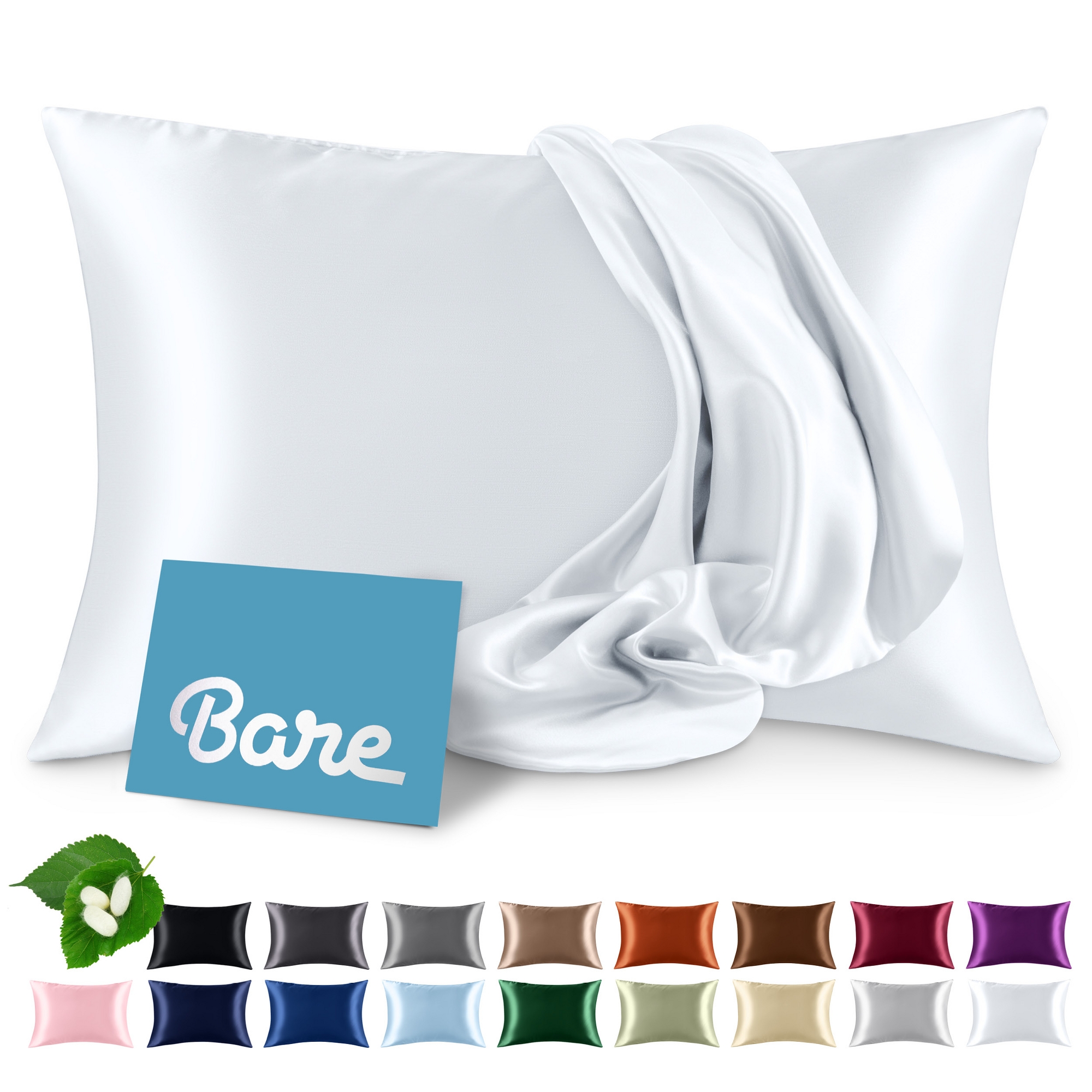 1 Pc 100% Mulberry Silk Pillowcase - Standard Envelope Closure, White
