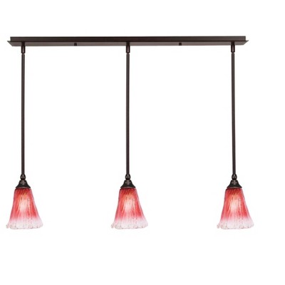 Toltec Lighting Any 3 - Light Chandelier in  Dark Granite with 5.5" Fluted Raspberry Crystal Shade