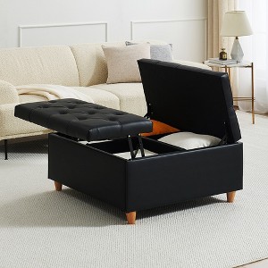 Leather Storage Ottoman Coffee Table with Lift Top - 1 of 4