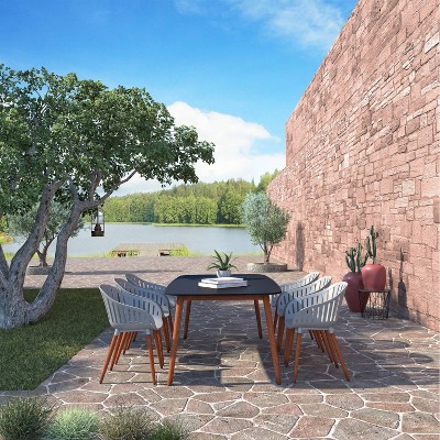 Bungay 7pc Patio Eucalyptus Wood Dining Set with Rectangular Table - Amazonia