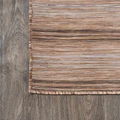 Mid-Century Jute-Brown Stripe Flat-Weave 5'x8' Synthetic Rug
