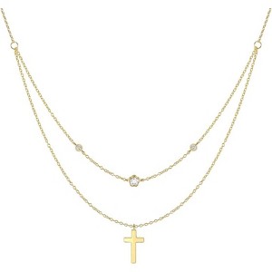 Clotth Eight-Pointed Star Moon Cross 925 Sterling Silver Necklaces For Women Pearl Double layer Necklaces Gift Jewelry Fashion Accessories Creative - 1 of 4