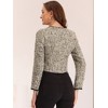 INSPIRE CHIC Women's Elegant Contrast Piping Round Neck Button Front Long Sleeve Tweed Blazer - 3 of 4