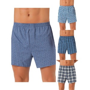 INSPIRE CHIC Men's 4 Pack Elastic Waistband Plaid Printing Boxer Shorts - 1 of 4