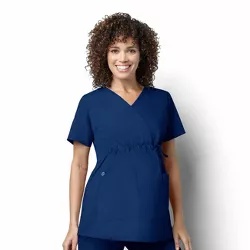 WonderWink Womens Easy Fit Short Sleeve V Neck Scrub Top - Blue Large