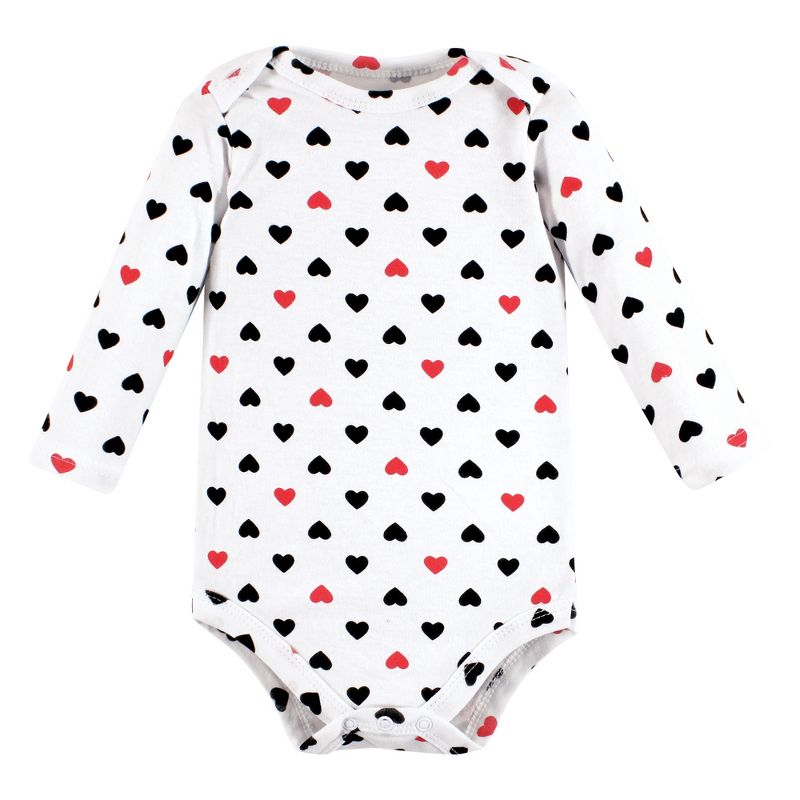 Hudson Baby Infant Girl Cotton Long-Sleeve Bodysuits, Girl Mommy Red Black 5-Pack, 5 of 8