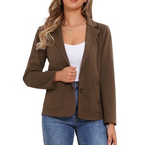 INSPIRE CHIC Women's Long Sleeve Notched Lapel Vintage Button Down with Pocket Blazer - 1 of 4