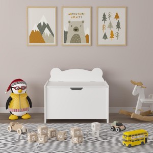 Toy Chest Storage Bench Kids Toy Box Storage Chest Footrest with with Safety Hinged Lid, White - ModernLuxe - 1 of 4