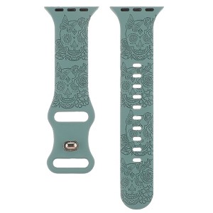 HTUTWOO Halloween Apple Watch Band, Skull Engraved Design Silicone Strap 38/40/41/42/44/45/49mm, for iWatch Series 10 9 8 7 6 5 4 3 2 1 SE - 1 of 4