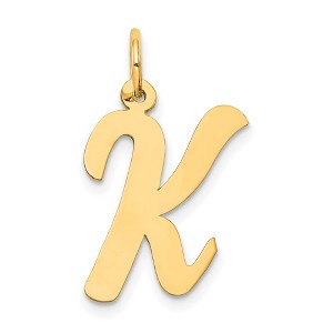 Black Bow Jewelry 14k Yellow Gold Madison Collection LG Classic Script Initial K Pendant - 1 of 4