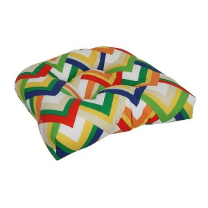 Blazing Needles, 19-inch U-Shaped Spun Polyester Outdoor Tufted Dining Chair Cushion - 1 of 2