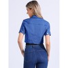 INSPIRE CHIC Women's Casual Short Sleeves Crop Denim Jacket - 3 of 4