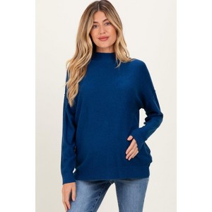 Pinkblush Navy Mock Neck Exposed Seam Maternity Sweater - 1 of 4