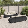 vidaXL 9 Piece Patio Sofa Set with Cushions Black and Cream Poly Rattan - 2 of 4