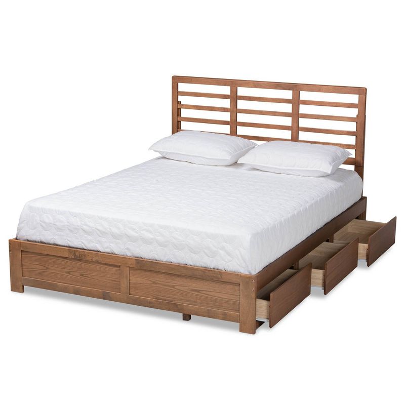 Full Piera Modern Wood 3 Drawer Platform Storage Bed Walnut/Brown - Baxton Studio, 3 of 12