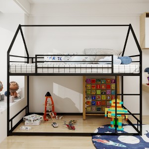 Twin Over Twin Bunk Bed with Safety Guardrail for Bedroom - 1 of 4