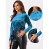 INSPIRE CHIC Women's Casual Vintage Velvet Crew Neck Long Sleeve T-shirts - 2 of 4