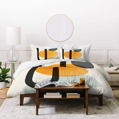 Full/Queen Domonique Brown Oranges Duvet Set Orange - Deny Designs