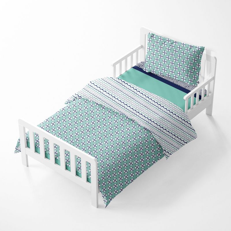 Bacati - Noah Mint Navy 4 pc Toddler Bedding Set, 4 of 12