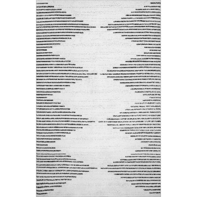 Romina Gray and White Diamond Pattern Washable Area Rug, 6' x 9'