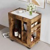 Airsurfer Mid-Century Rolling Side Cabinet, Multifunctional Wood Storage Trolley with Shelves and Wheels for Living Room, Kitchen, or Bedroom - 2 of 4