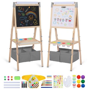 Kinder King Kids Art Easel Double-Sided Art Easel with Whiteboard and Chalkboard for Painting - 1 of 4
