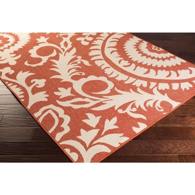 Nancy 2'5" x 4'5" Red and Cream Wool Medallion Rug