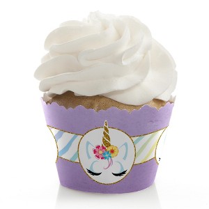 Big Dot of Happiness Rainbow Unicorn - Purple Magical Unicorn Baby Shower or Birthday Party Decorations - Party Cupcake Wrappers - Set of 12 - 1 of 4