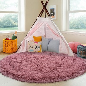 LOVEVOOK Round Fluffy Area Rug - Super Soft Circle Rugs for Kids Room - Shaggy Rugs for Nursery Fuzzy Carpet for Boys Girls Room - 1 of 4