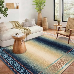 Vintage Washable 5x7 Area Rug, Boho Area Rug Non-Slip Thin Printed Faux Wool Floor Super Soft Carpet Throw Rugs for Bedroom Dining Room Office - 1 of 4
