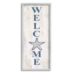 Stupell Industries Welcome Starfish Phrase Sign Framed Giclee Art - 1 of 4