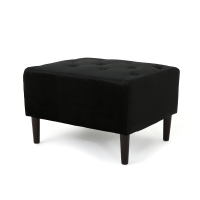 Christopher Knight Home Kimiko Tufted Ottoman Black Modern Upholstered Wood Frame Target