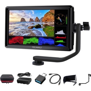 FEELWORLD S55 V3 6 Inch DSLR Camera Field Monitor Bundle - FHD IPS Screen, 4K HDMI in/Out, Tilt Arm, Power Output, Battery & Carry Case Included - 1 of 1