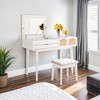 NicBex Vanity Desk with Mirror 43.3" Vanity Table with Flip-top Mirror, Classic Wood Makeup Vanity with 3 Drawers and 1 Upholstered Stool - 2 of 4