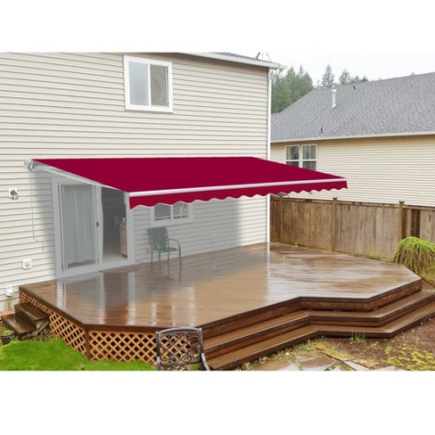 Aleko Awm8x6 5burg37 Motorized Retractable Patio Awning 8 X6 5 Feet Burgundy Target