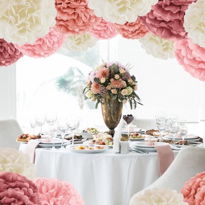 EpiqueOne 20-Piece Blush Pink and Cream Tissue Paper Pom Poms Kit