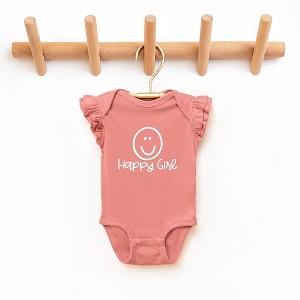 The Juniper Shop Happy Girl Smiley Face Baby Flutter Sleeve Bodysuit - 1 of 2