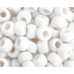 John Bead 1000 Pieces 9mm Plastic Crow Beads White Pony Bead for DIY Arts and Crafts Making Supplies - 1 of 3
