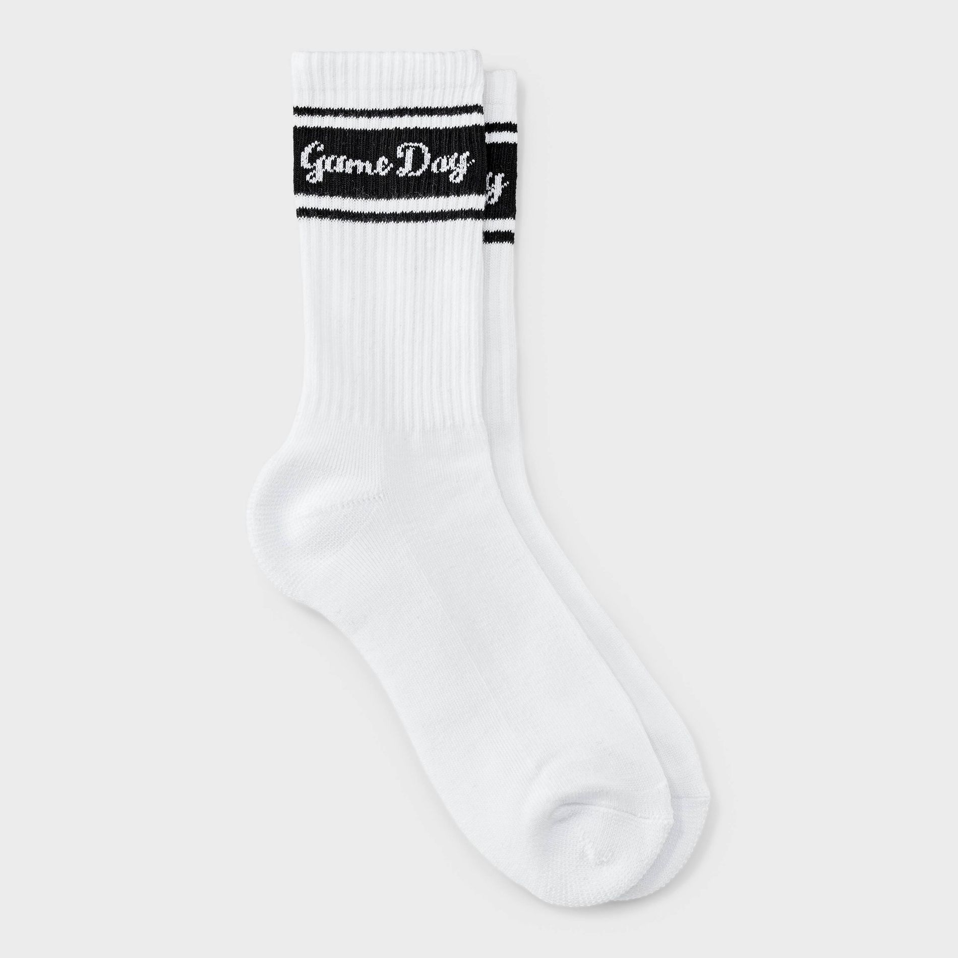 Women's Game Day Varsity Striped Crew Socks - Wild Fable™ Black 4-10