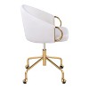 TiramisuBest Contemporary Gold Metal & White Faux Leather Task Chair, Adjustable, Padded, Indoor Use - 2 of 4