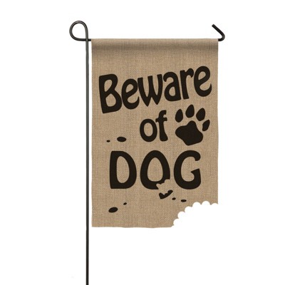 Evergreen Garden Burlap Beware of Dog Flag