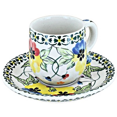 Blue Rose Polish Pottery 428-135 Millena Espresso Cup & Saucer