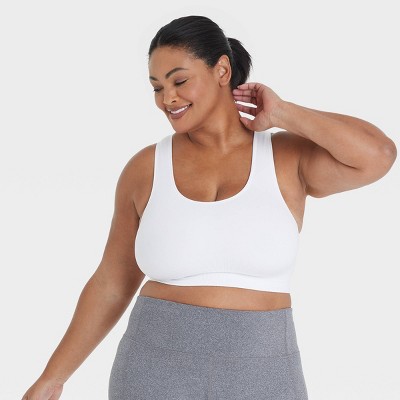 Women's Light Support Brushed Sculpt Asymmetrical Sports Bra - All In  Motion™ White XL