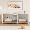 Homhougo Cat Litter Box Enclosure 55.1" Double Litter Box Furniture Large Cat Box Enclosure Kitty Litter Box - 3 of 4