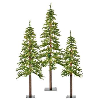 Vickerman 4' 5' 6' Natural Alpine Artificial Christmas Tree Set, Clear ...