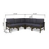 GDFStudio Abena Outdoor Acacia Wood 5 Seater Sectional Sofa Set with Cushions - 3 of 4