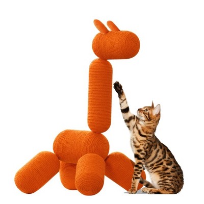 Hausource 33.46" Large Giraffe Cat Tree Tower Modern Cat Climb Toy Play Center for Kittens Small Cats, Orange