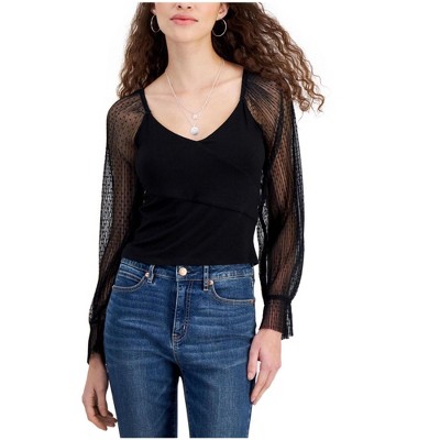 Almost Famous Womens Clip Dot Cross Bust Pullover Blouse