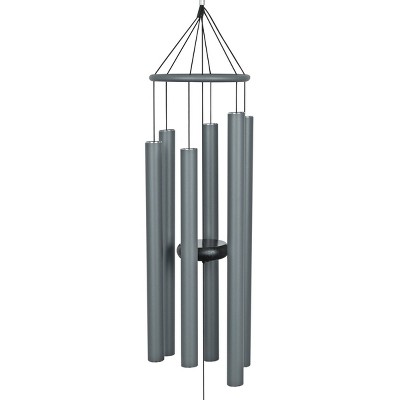 39" Gray Aluminum Wind Chime with Blue Gemstone